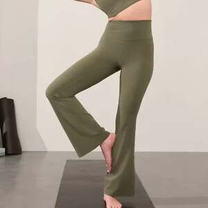 Athleta Elation High Rise Wide Leg Yoga Pants Olive Green Women's XS Petite
